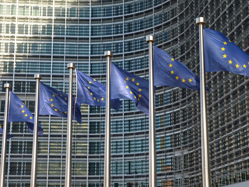 Europäische Union Flaggen vor dem Berlaymont